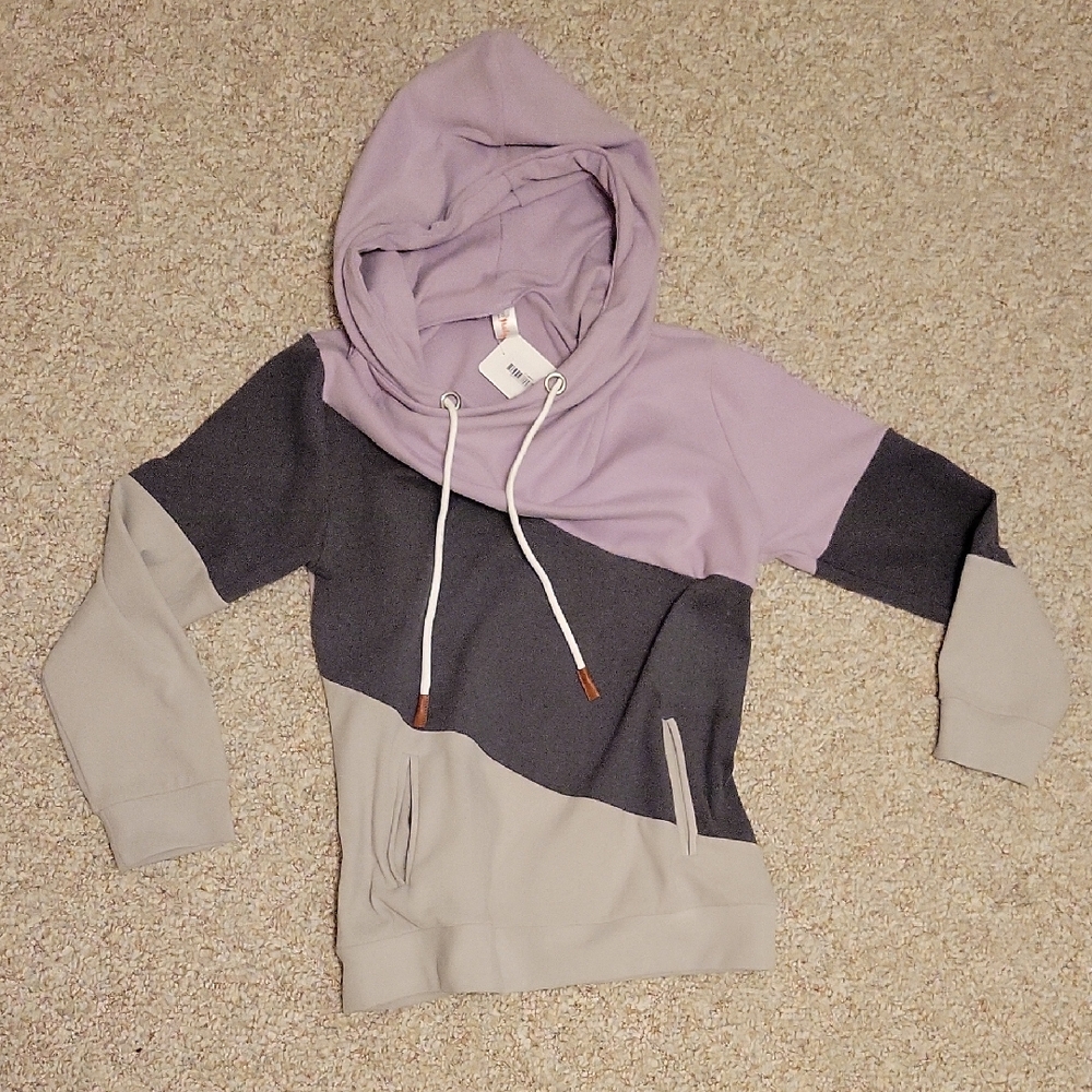 Colorblock Hoodie with Drawstring